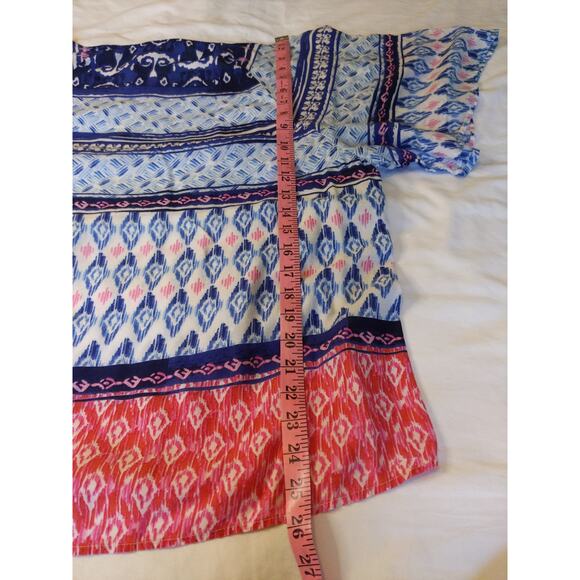 BLL New York Women's Sz Medium Tie Dye Top Shirt Boho Flowy Pink Blue Romantic - Picture 8 of 8